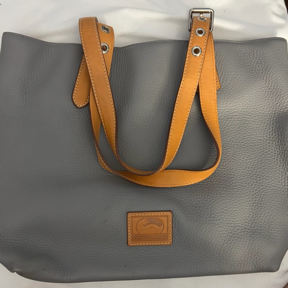 Dooney & Bourke Gray Tote with Tan Straps
